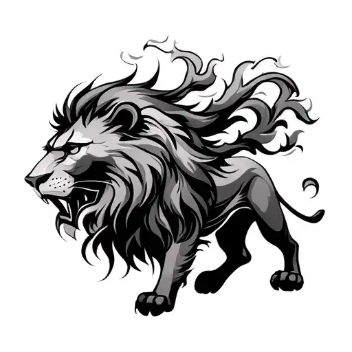 Lion Warrior Wind Blowing