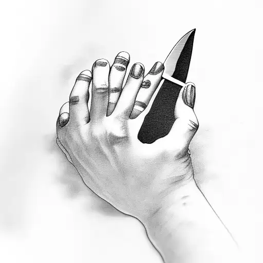 A Hand Holding A Knife And Cut The Word Love To Two Pieces