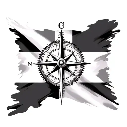 England Flag And Compass Surrounded
