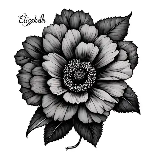 Fine Line December Birth Flower With Elizabeth Written In Steam