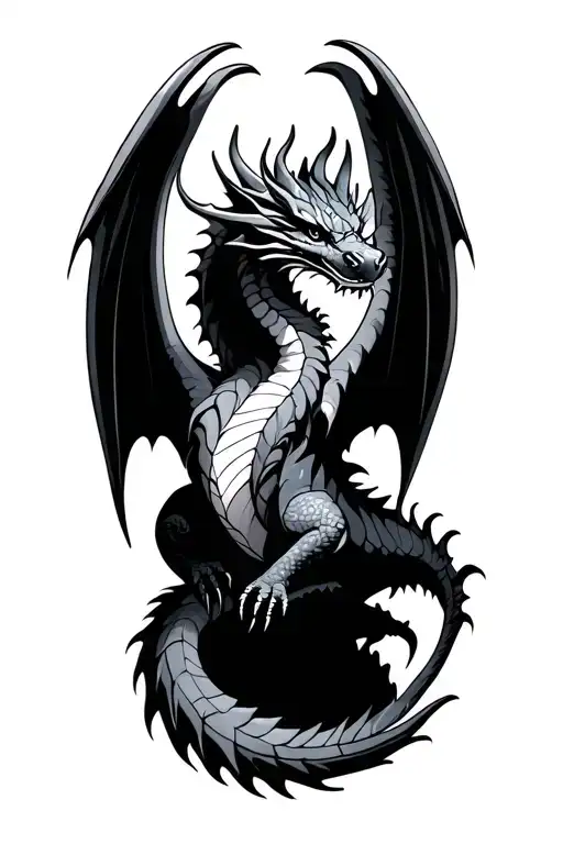 Dragon With Wings And In