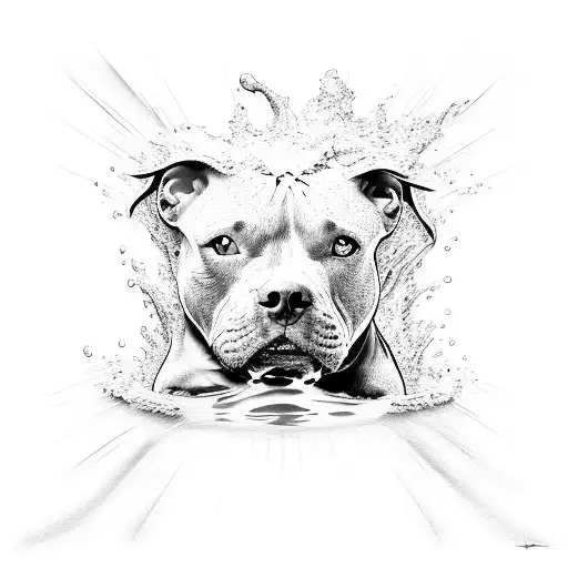 Pittbull Diving In Water