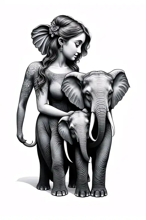 Minimalist Tattoo Featuring Mom And Two Young Elephants