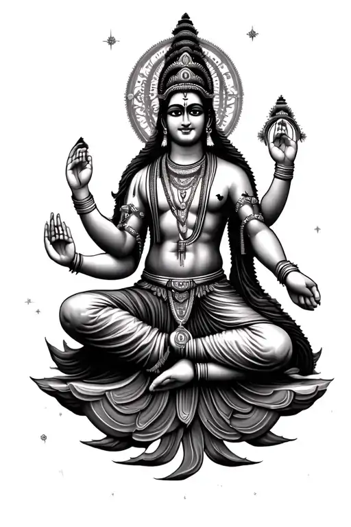 Hindu God Figure Surrounded By Cosmos