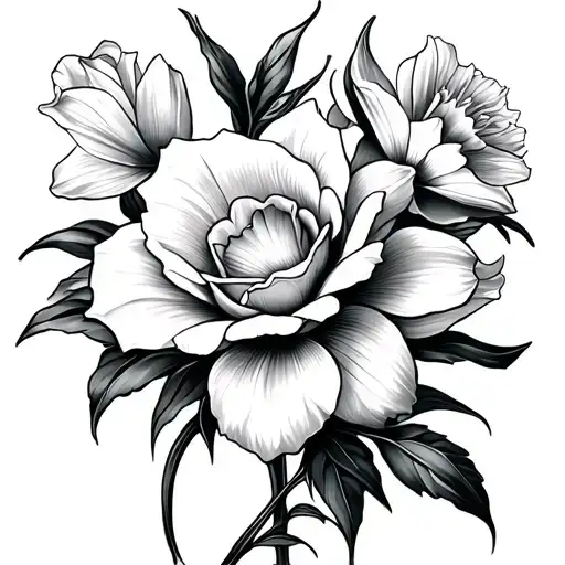 Daffodil Daisy Rose Gladiolus Flower Intertwined