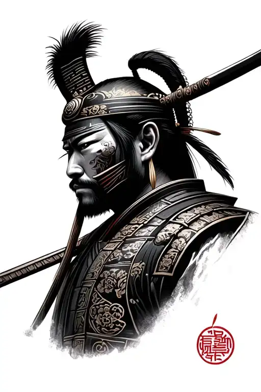 Samurai Warrior Japan Style Portrait