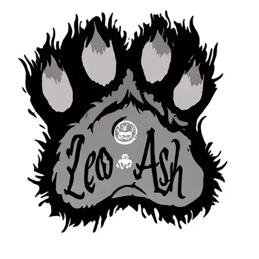 Paw Print With Leo And Ash Written Inside