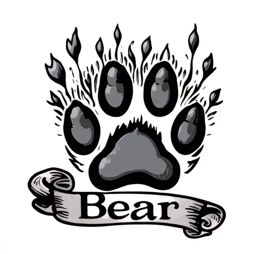 Dog Paw Print With The Word Bear In A Scroll Underneath