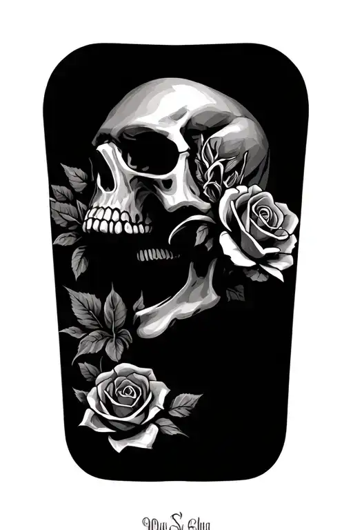 Chicano Style Skull And Roses