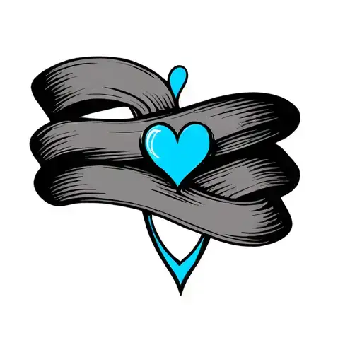 Two Black Bands With 1 Small Blue Heart
