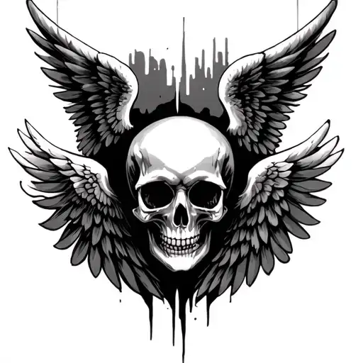 Skull And Angel Wing Hidden Within The Design