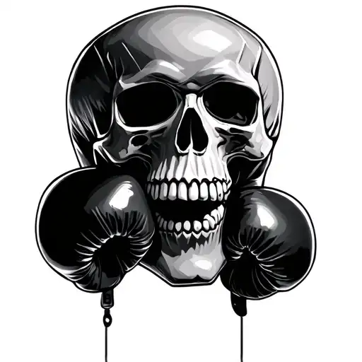 Hand Holding Skull Wearing Boxing Gloves