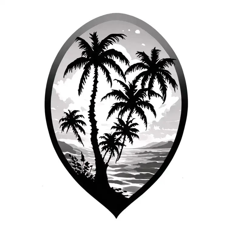 Shoulder Palm Tree Silhouette