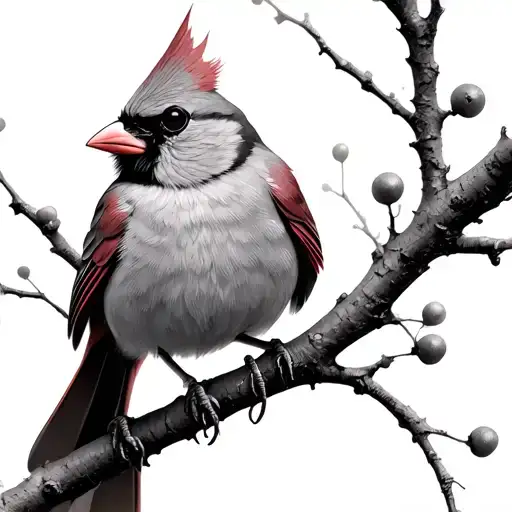 Cardinal Bird On Branch