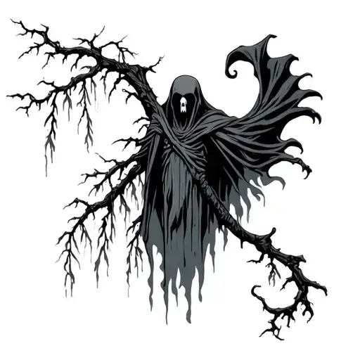 Reaper And A Willow Tree
