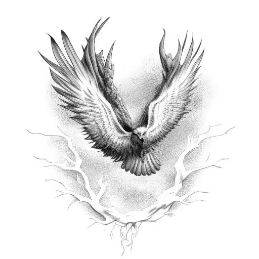 Pheonix On A Tree Made Of Skulls