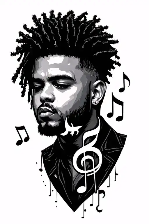 The Weeknd Surrounded By Musical Notes