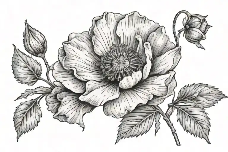 Botanical Shoulder Tattoo Sun Poppy Flower