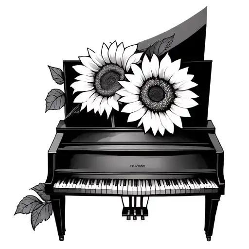 Piano Keyboard And Sunflower
