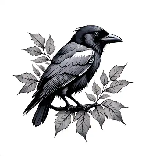 Crow And Leaves