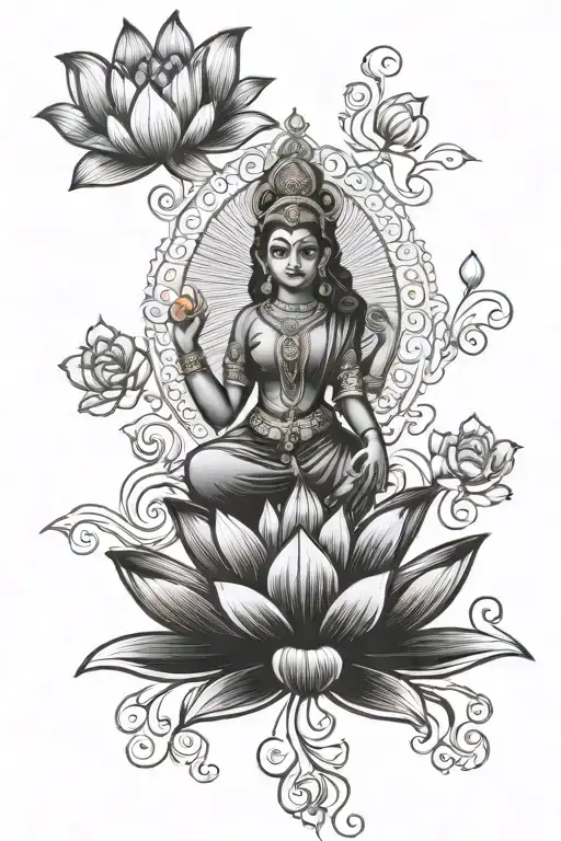 Lakshmi Ji Lotus And Charmingness Clip Art Tattoo Design