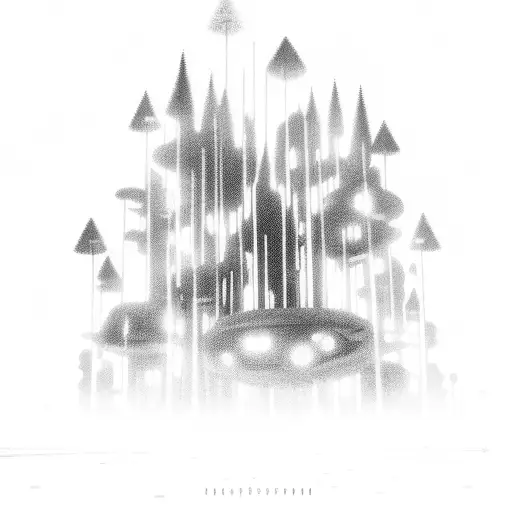 A Cyberpunk-inspired Forest With Neon Lights And Futuristic Elements