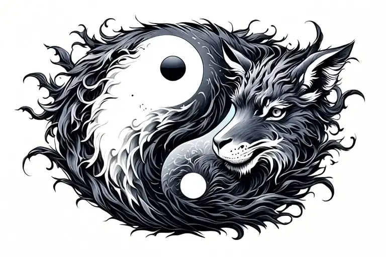 Ying Yang Symbol Made Of Animals