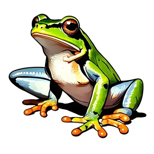 Green Tree Frog And Goana