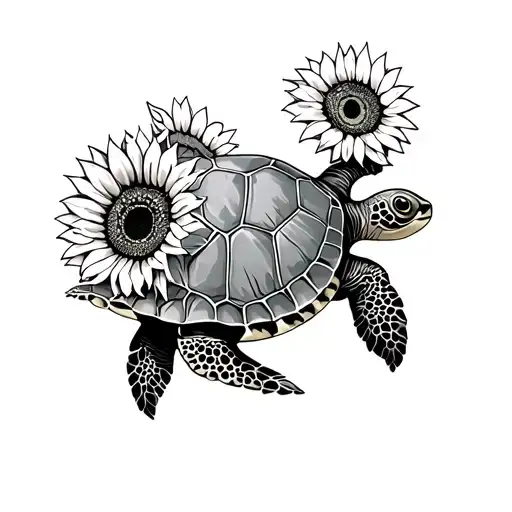 Sunflowers Wrapped Sea Turtle