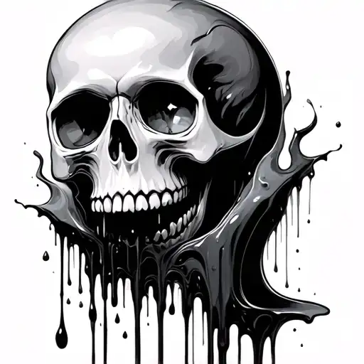Skull With Liquid Inside Spilling Out Of The Eyes