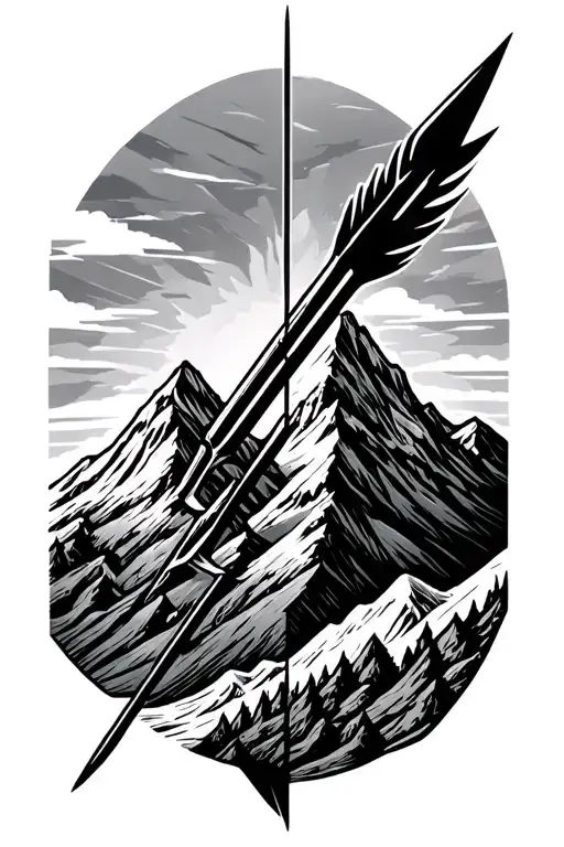 Mountain Range Split By A Spear