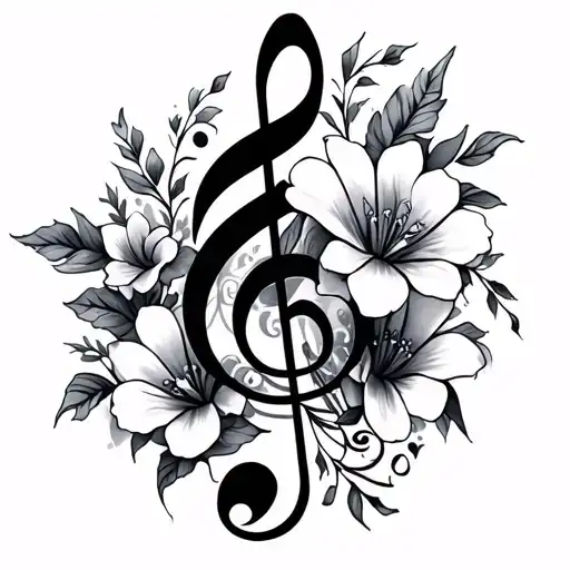 Paradise Sheet Music Notes With Flowers Intertwined