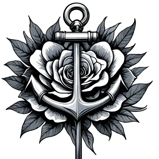 Anchor With Wind And Boat Rose