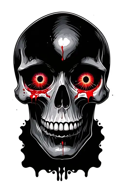 Skull With Blood Running Out Of Eyes