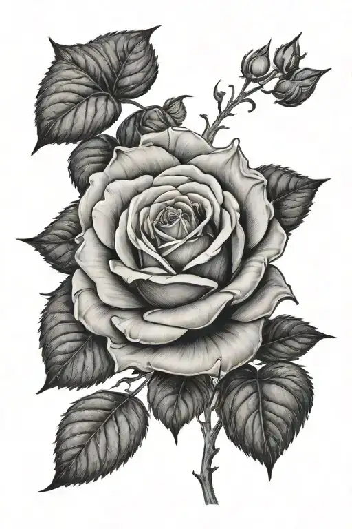 Rose With Name And Numers As Leafs Growing