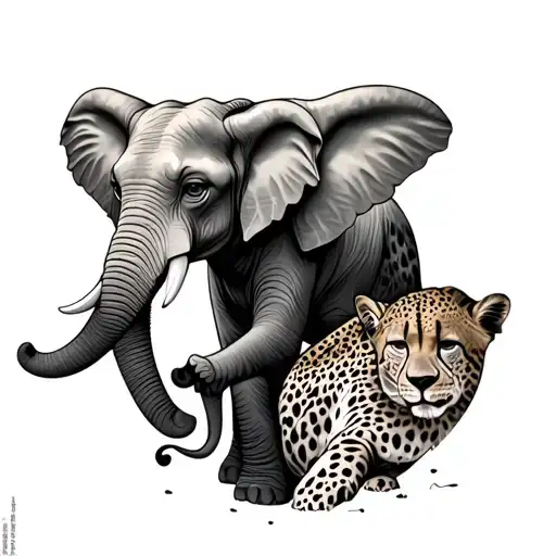 Elephant And Cheetah