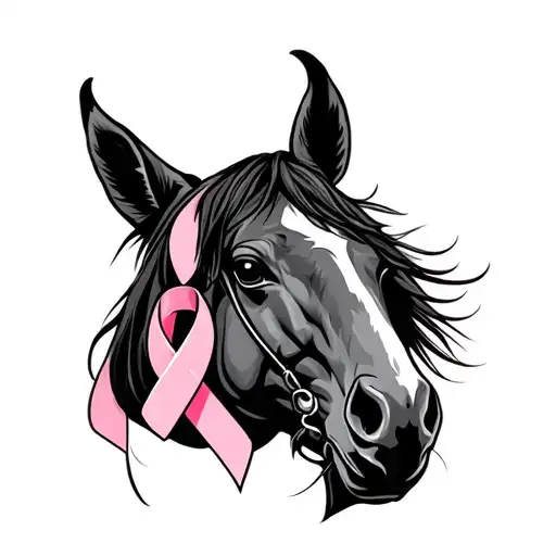 Horse Head Made Into A Cancer Ribbon
