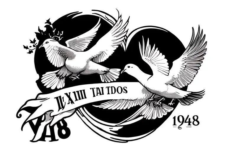 Forearm Tattoo With The Year 1948 In Roman Numerals With Doves And Filled In Detail