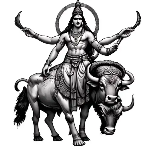 Lord Shiva With His Bull For Half Sleeve