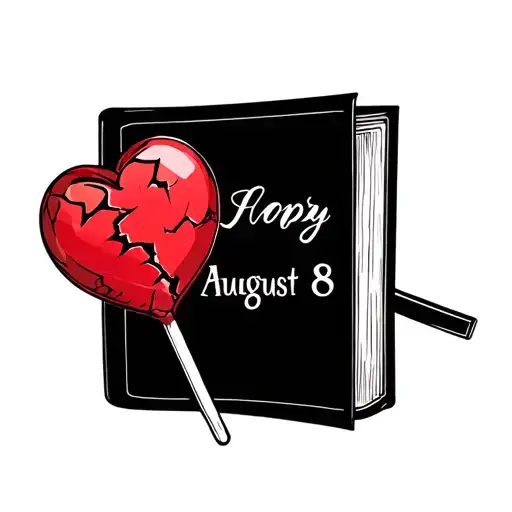 A Book With A Red Broken Heart Lollipop And The Date August 8