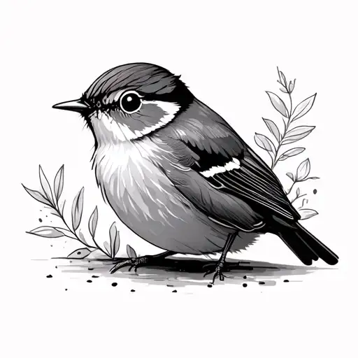 Minimalist Baby Wren Bird