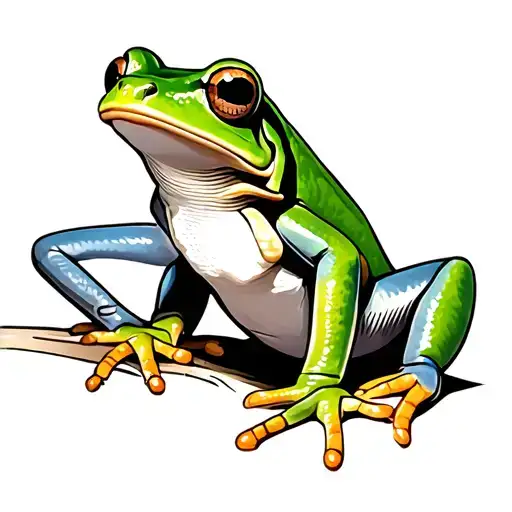 Green Tree Frog And Goana