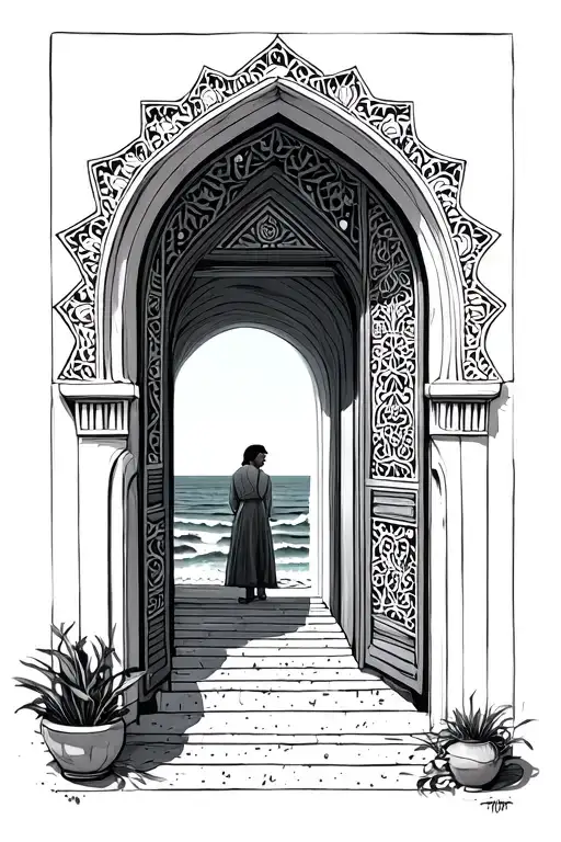 Traditional Moroccan Doorway Looking Out To The Ocean