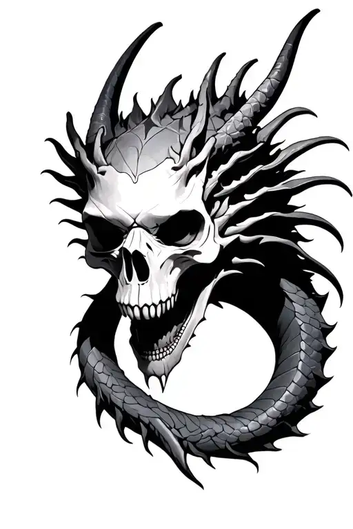 Dragon And Skull Face