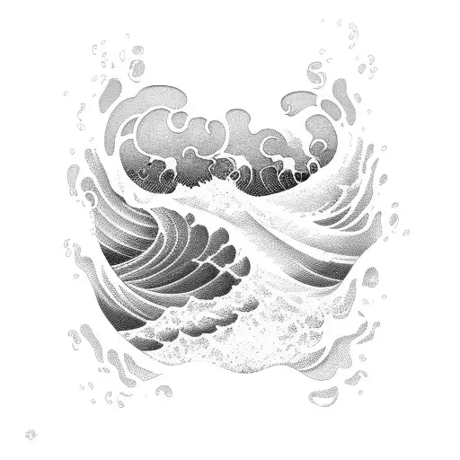 Ocean Wave And Cancer Ribbon