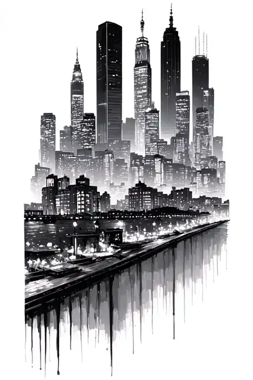 New York Nightime And San Francisco Daytime Skylines Reflecting Each Other