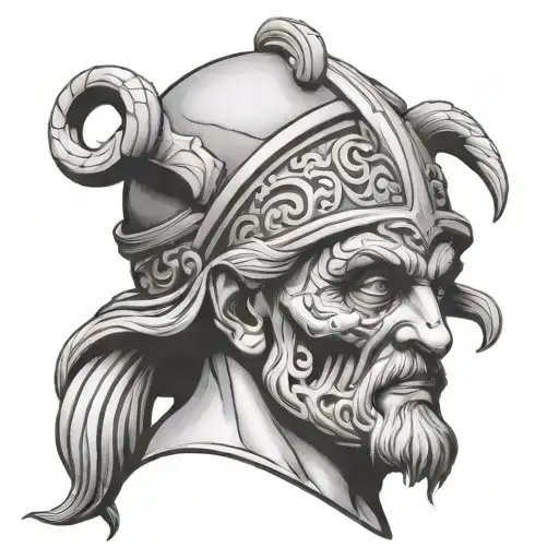 Greek Tattoo Head Bust With A Skull