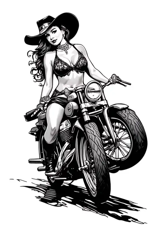 Western Pinup Girl Riding