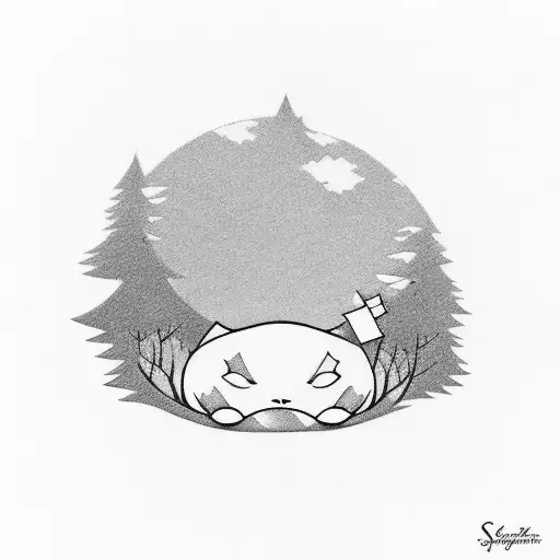 A Silhouette Of Snorlax Sleeping On A Tree Branch