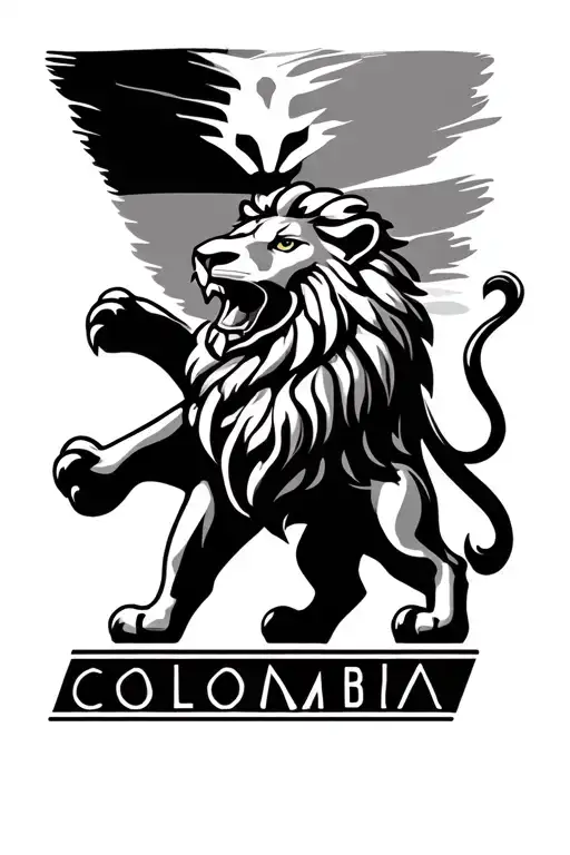 Colombia Flag And Lion